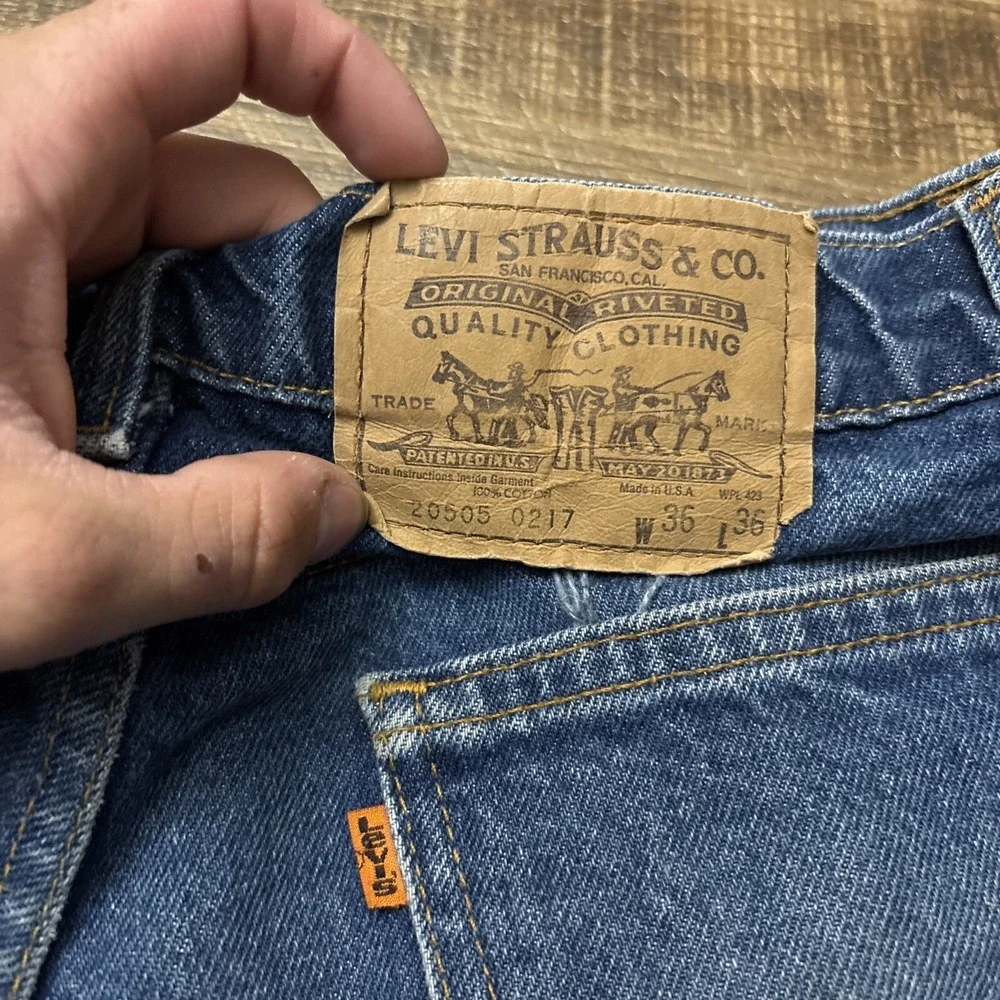 Vintage 80s Levi's Jeans Men's 36X36 20505-0217 Orange Tab Made in USA Act 35x35